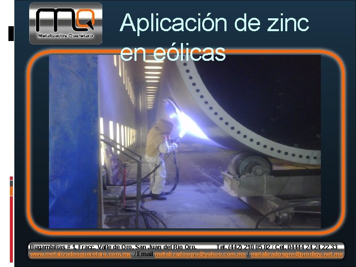Aplicación de zinc en eólicas Bugambilias # 1, Fracc. Valle de Oro, San Juan