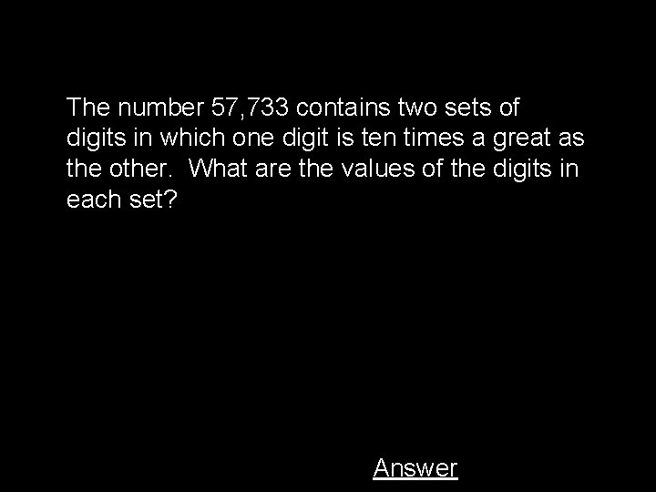 The number 57, 733 contains two sets of digits in which one digit is