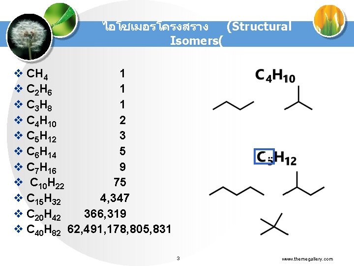 ไอโซเมอรโครงสราง (Structural Isomers( v CH 4 1 v C 2 H 6 1 v