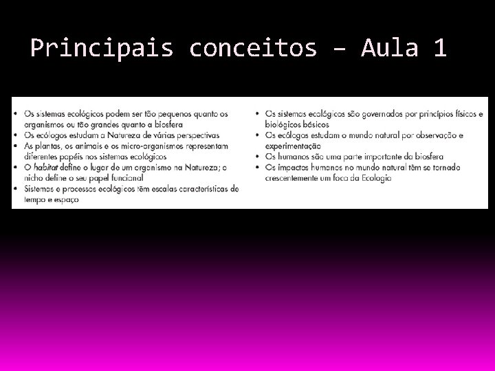 Principais conceitos – Aula 1 