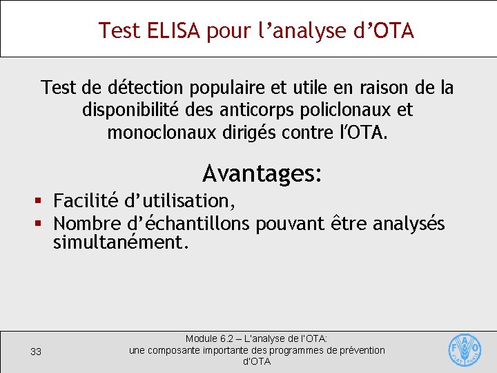 Test ELISA pour l’analyse d’OTA Test de détection populaire et utile en raison de