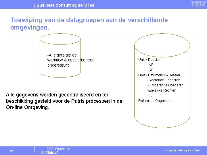 Business Consulting Services Toewijzing van de datagroepen aan de verschillende omgevingen. -Alle data die