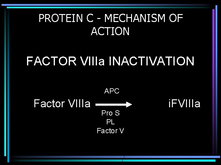 PROTEIN C - MECHANISM OF ACTION FACTOR VIIIa INACTIVATION APC Factor VIIIa Pro S