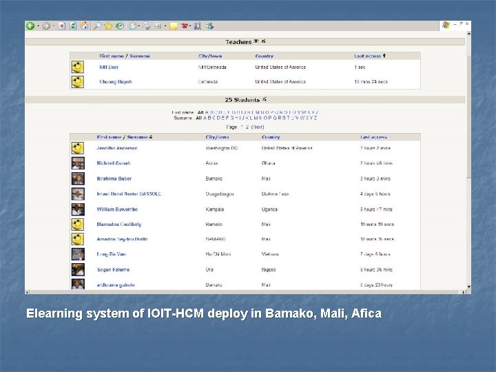 Elearning system of IOIT-HCM deploy in Bamako, Mali, Afica 