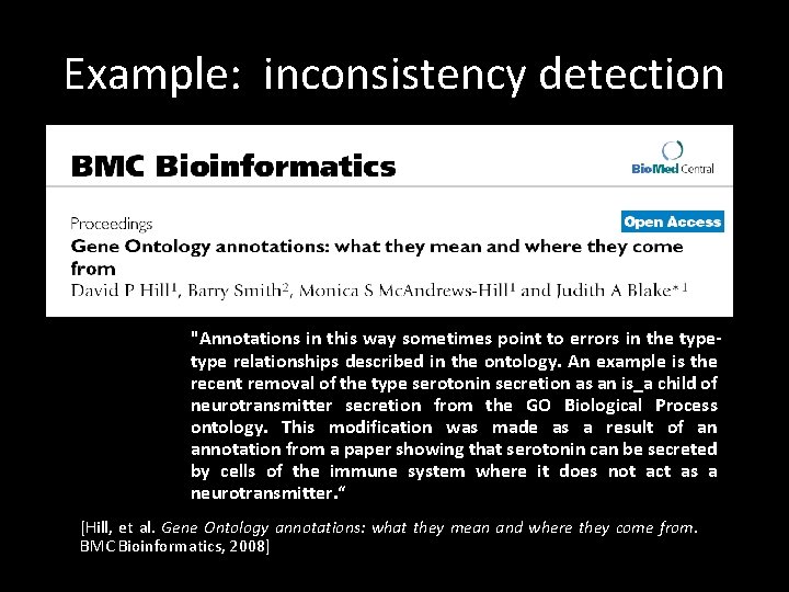 Example: inconsistency detection "Annotations in this way sometimes point to errors in the type