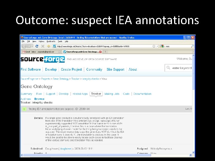 Outcome: suspect IEA annotations 