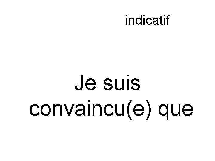 Subjonctif ou indicatif Je suis convaincu(e) que 