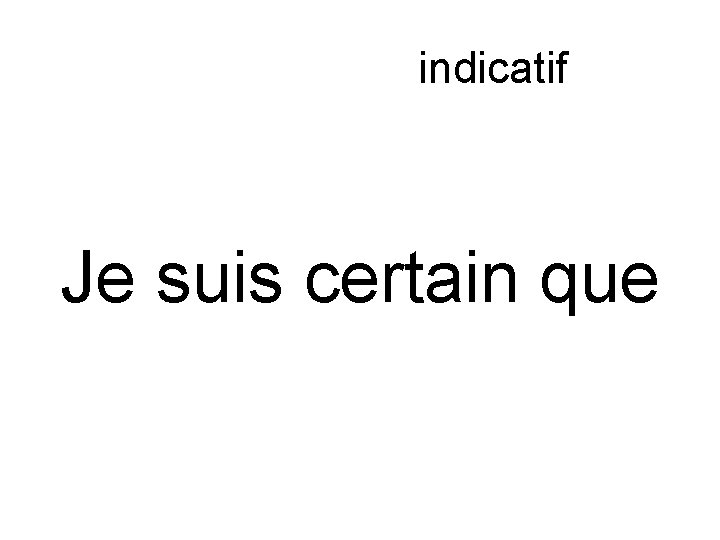 Subjonctif ou indicatif Je suis certain que 