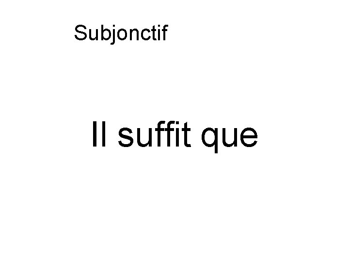 Subjonctif ou indicatif Il suffit que 