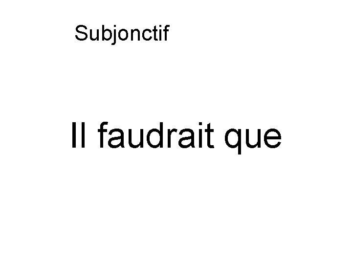 Subjonctif ou indicatif Il faudrait que 