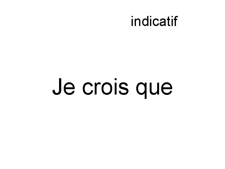 Subjonctif ou indicatif Je crois que 