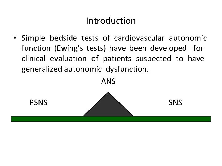 Introduction • Simple bedside tests of cardiovascular autonomic function (Ewing’s tests) have been developed