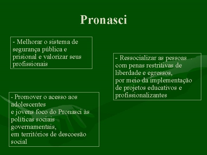 Pronasci - Melhorar o sistema de segurança pública e prisional e valorizar seus profissionais