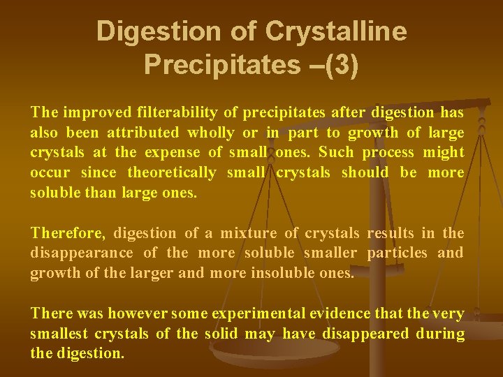 Digestion of Crystalline Precipitates –(3) The improved filterability of precipitates after digestion has also
