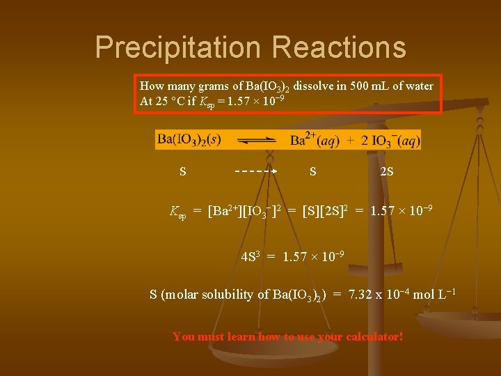 Precipitation Reactions How many grams of Ba(IO 3)2 dissolve in 500 m. L of