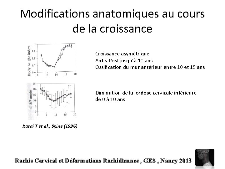 Modifications anatomiques au cours de la croissance Croissance asymétrique Ant < Post jusqu’à 10