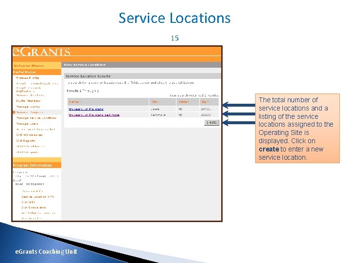 Service Locations 15 The total number of service locations and a listing of the