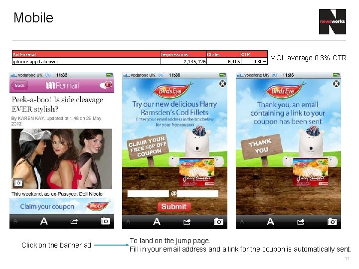 Mobile Ad Format iphone app takeover Click on the banner ad Impressions Clicks 2,