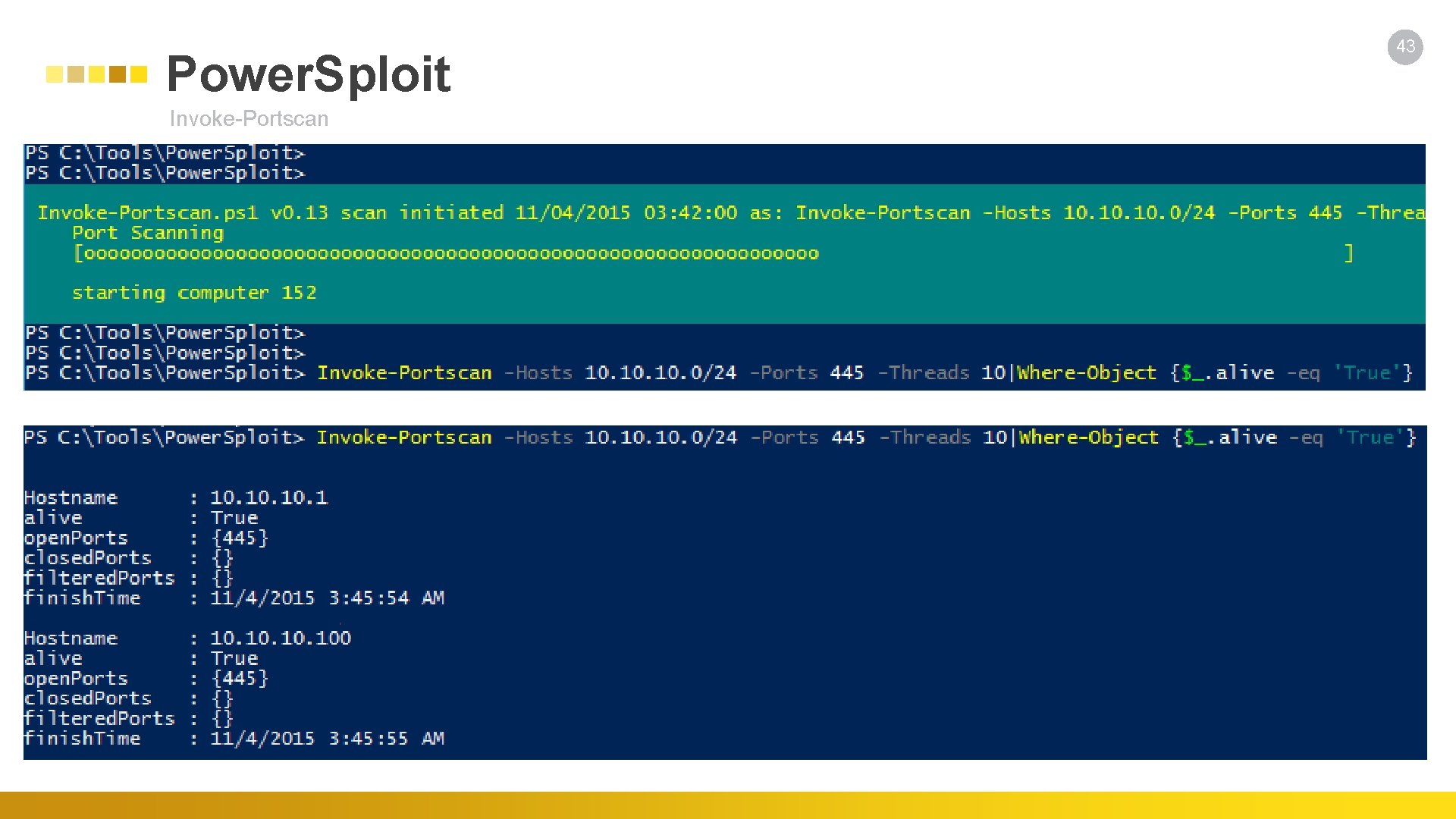 Power. Sploit Invoke-Portscan 43 