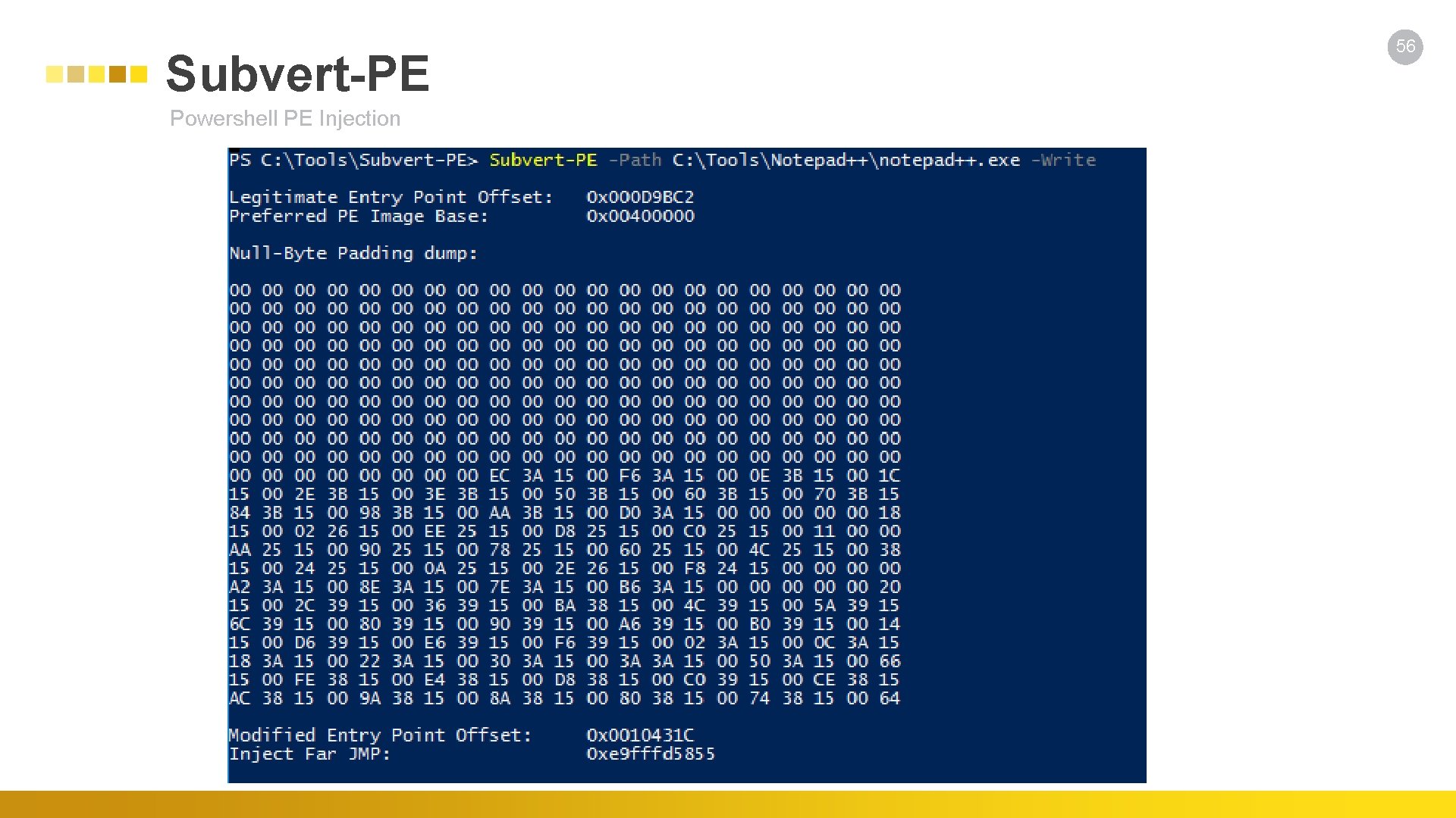 Subvert-PE Powershell PE Injection 56 