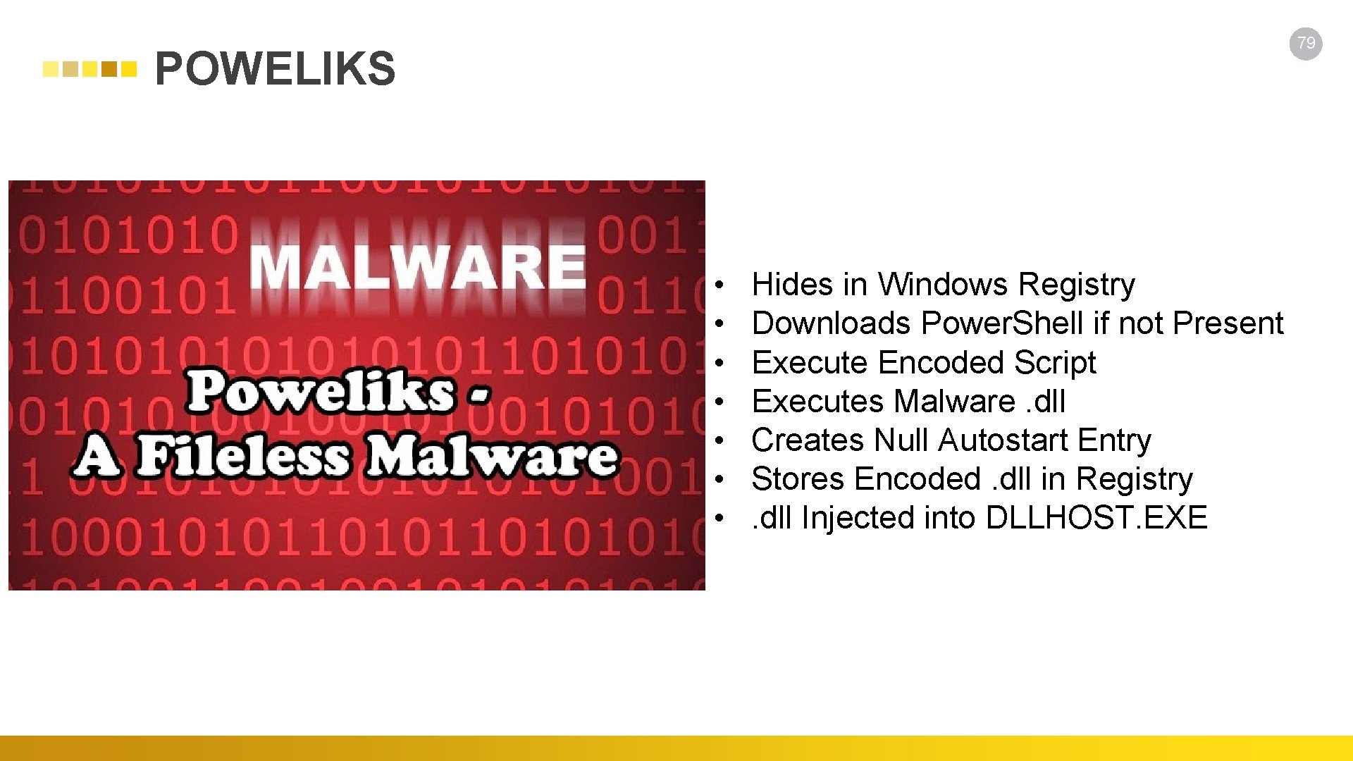 79 POWELIKS • • Hides in Windows Registry Downloads Power. Shell if not Present