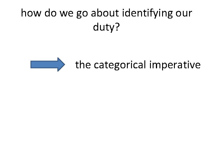 how do we go about identifying our duty? the categorical imperative 