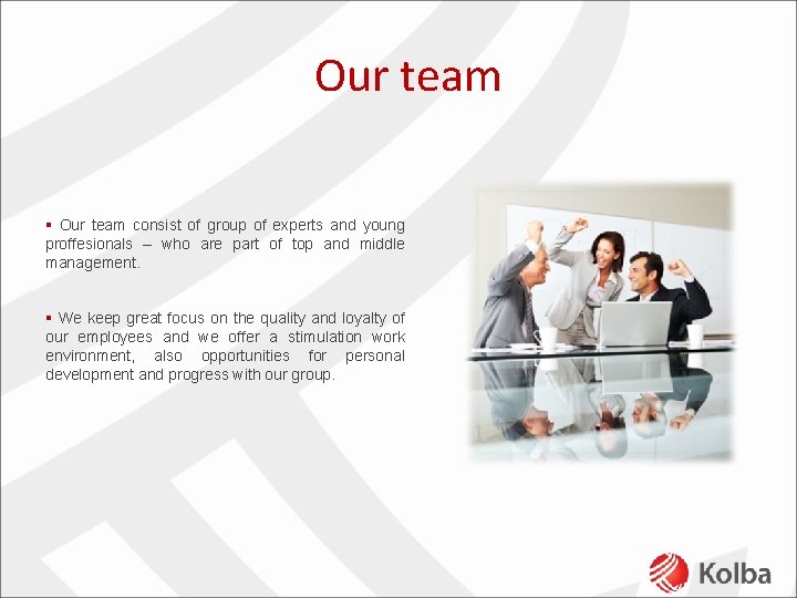 Our team § Our team consist of group of experts and young proffesionals –