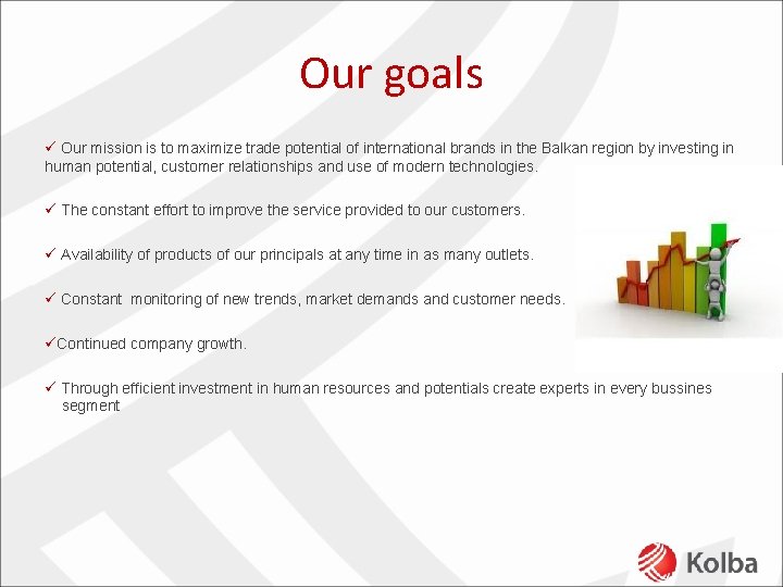 Our goals ü Our mission is to maximize trade potential of international brands in
