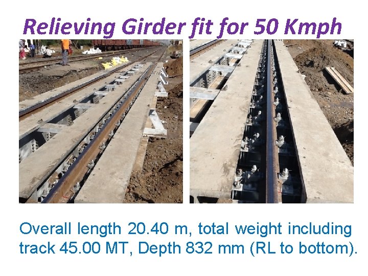 Relieving Girder fit for 50 Kmph Overall length 20. 40 m, total weight including