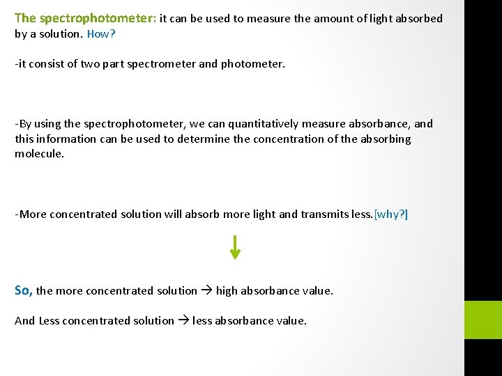 Beers Lambert Law and Standard Curves of concentrations