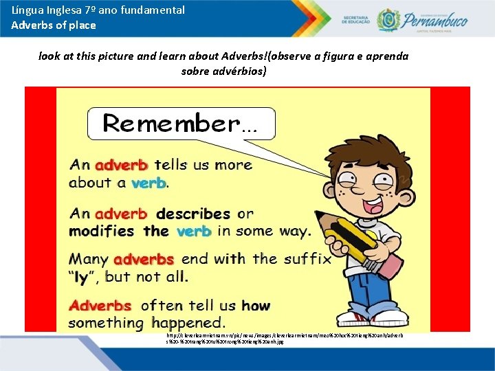 Língua Inglesa 7º ano fundamental Adverbs of place look at this picture and learn