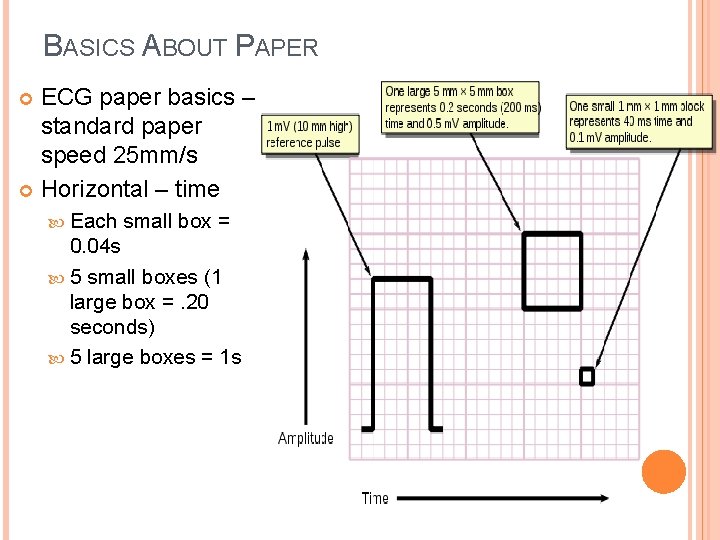 BASICS ABOUT PAPER ECG paper basics – standard paper speed 25 mm/s Horizontal –