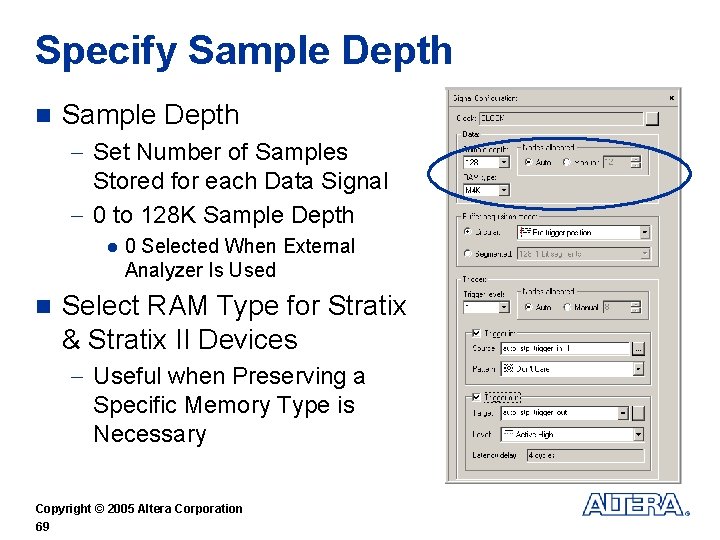 Specify Sample Depth n Sample Depth - Set Number of Samples Stored for each
