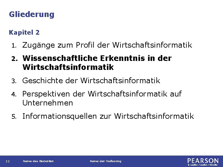 Gliederung Kapitel 2 22 1. Zugänge zum Profil der Wirtschaftsinformatik 2. Wissenschaftliche Erkenntnis in