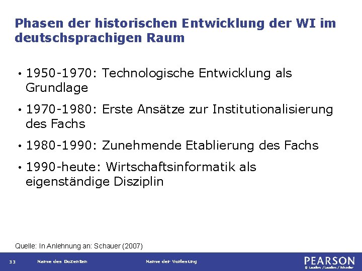Phasen der historischen Entwicklung der WI im deutschsprachigen Raum • 1950 -1970: Technologische Entwicklung