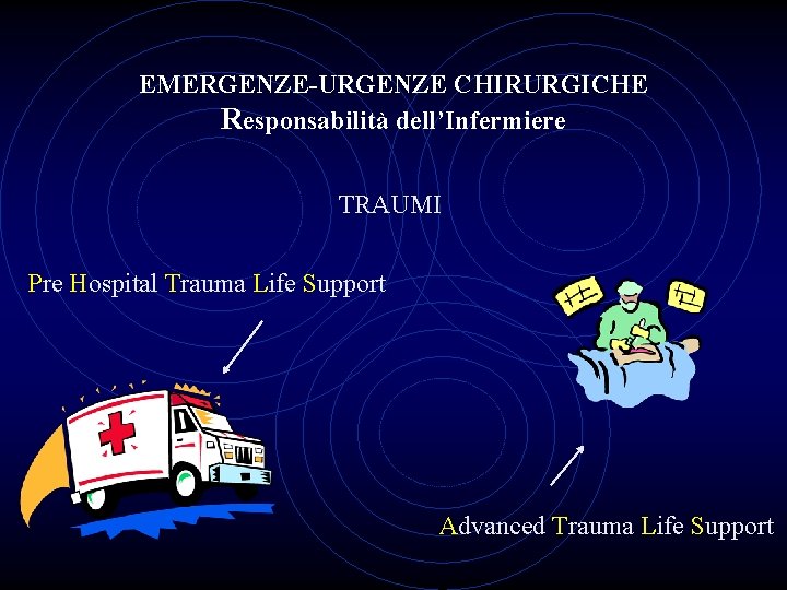 EMERGENZE-URGENZE CHIRURGICHE Responsabilità dell’Infermiere TRAUMI Pre Hospital Trauma Life Support Advanced Trauma Life Support