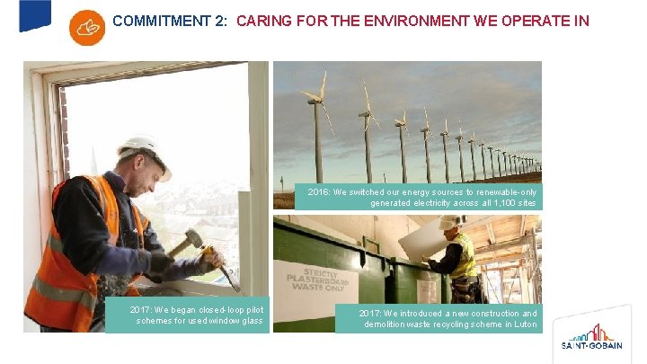 COMMITMENT 2: CARING FOR THE ENVIRONMENT WE OPERATE IN 2016: We switched our energy