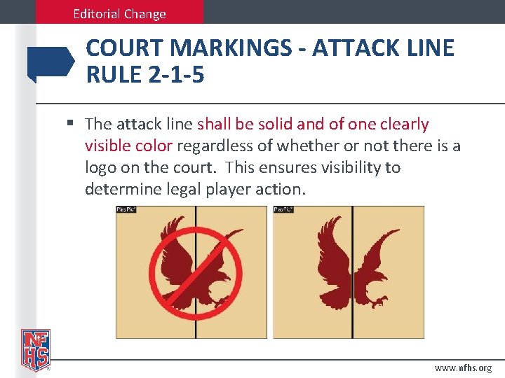 Editorial Change COURT MARKINGS - ATTACK LINE RULE 2 -1 -5 § The attack