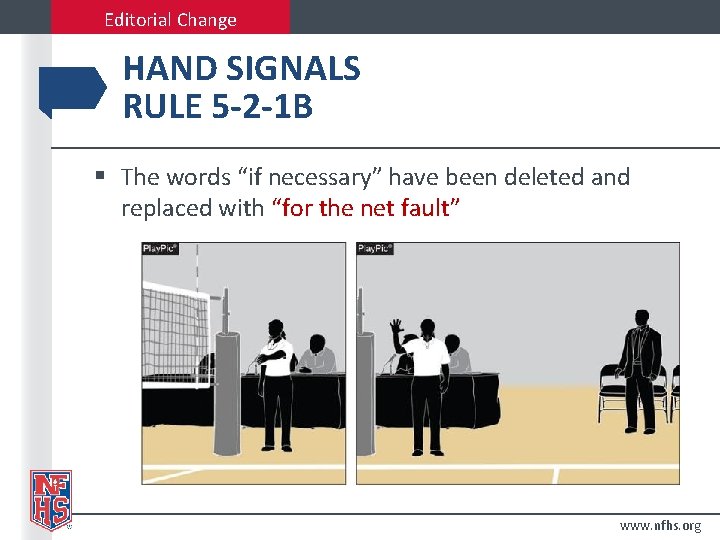 Editorial Change HAND SIGNALS RULE 5 -2 -1 B § The words “if necessary”