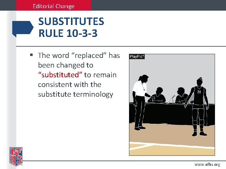 Editorial Change SUBSTITUTES RULE 10 -3 -3 § The word “replaced” has been changed