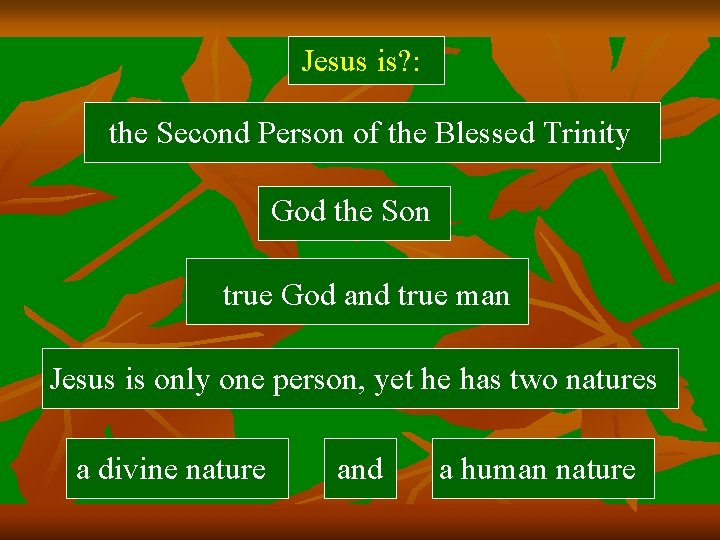 Jesus is? : the Second Person of the Blessed Trinity God the Son true
