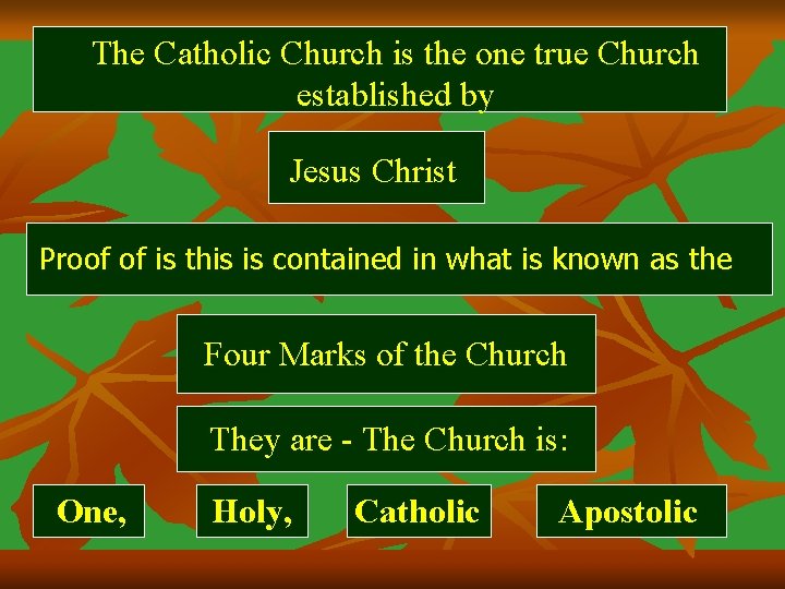 The Catholic Church is the one true Church established by Jesus Christ Proof of
