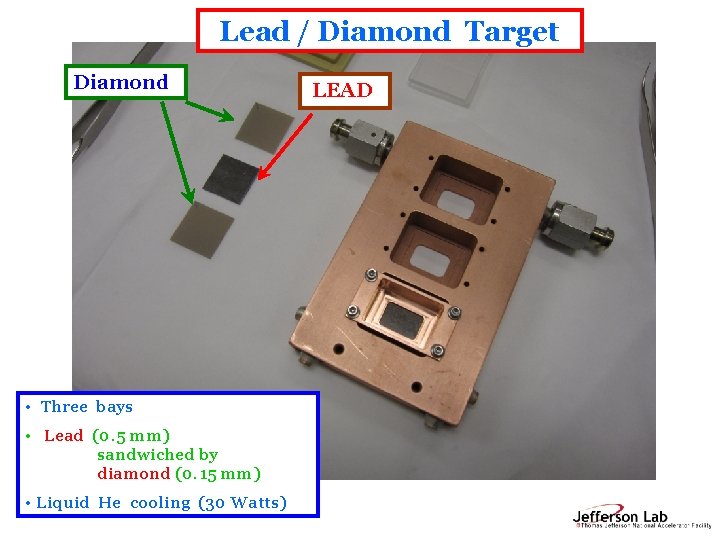 Lead / Diamond Target Diamond • Three bays • Lead (0. 5 mm) sandwiched