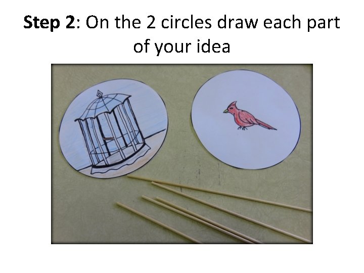 Step 2: On the 2 circles draw each part of your idea 