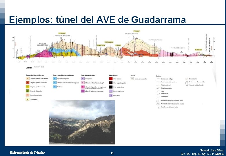 Ejemplos: túnel del AVE de Guadarrama Hidrogeología de Túneles 11 Eugenio Sanz Pérez Esc.