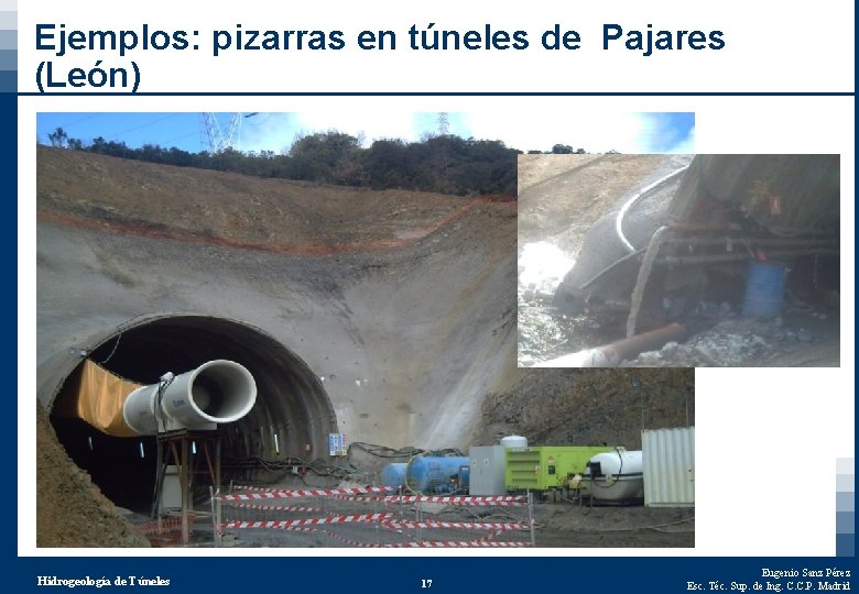 Ejemplos: pizarras en túneles de Pajares (León) Hidrogeología de Túneles 17 Eugenio Sanz Pérez