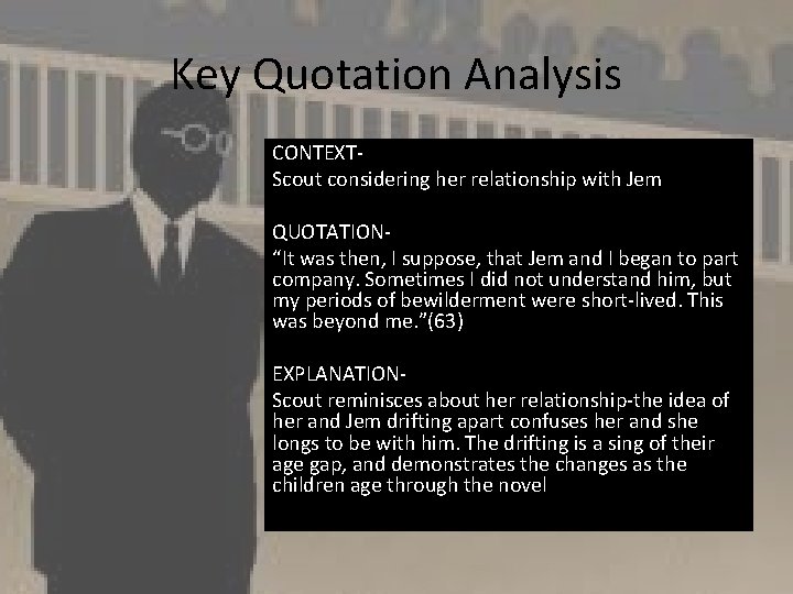 Key Quotation Analysis CONTEXTScout considering her relationship with Jem QUOTATION“It was then, I suppose,