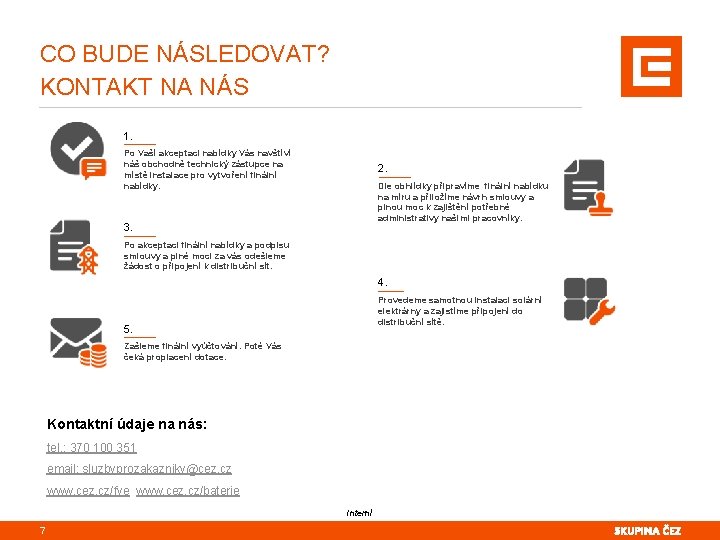 CO BUDE NÁSLEDOVAT? KONTAKT NA NÁS 1. Po Vaší akceptaci nabídky Vás navštíví náš