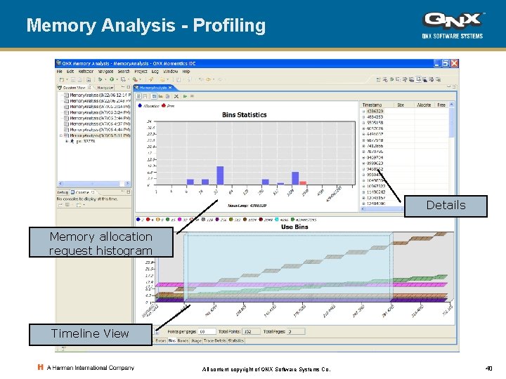 Memory Analysis - Profiling Details Memory allocation request histogram Timeline View All content copyright