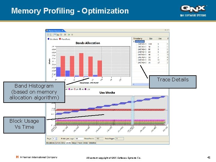 Memory Profiling - Optimization Trace Details Band Histogram (based on memory allocation algorithm) Block